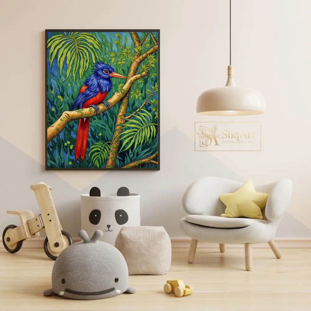 BRD-colorful-parrot-perched-on-branch-115-05 BRD colorful parrot perched on branch 115