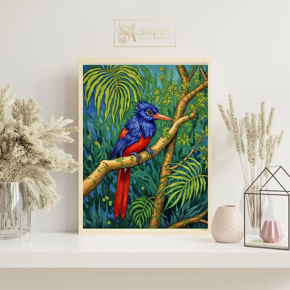 BRD-colorful-parrot-perched-on-branch-115-07 BRD colorful parrot perched on branch 115