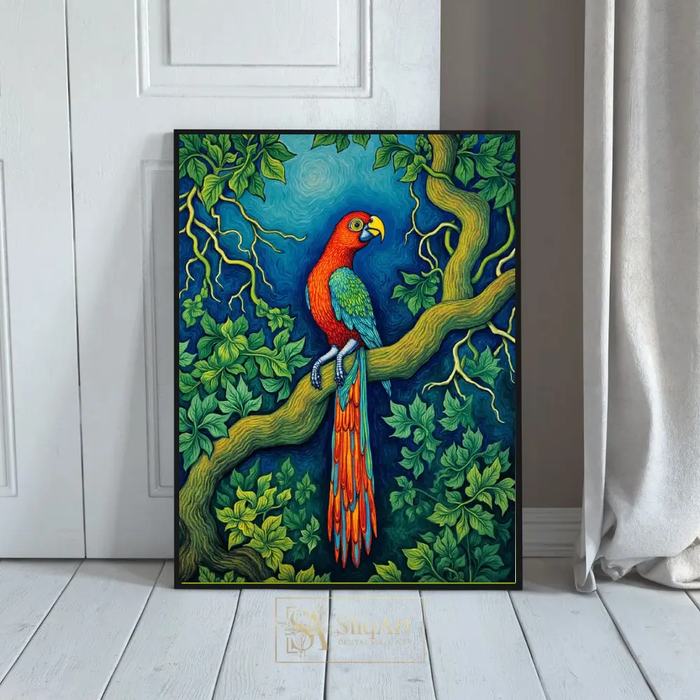 BRD-colorful-parrot-perched-on-tree-branch-116-01 BRD colorful parrot perched on tree branch 116