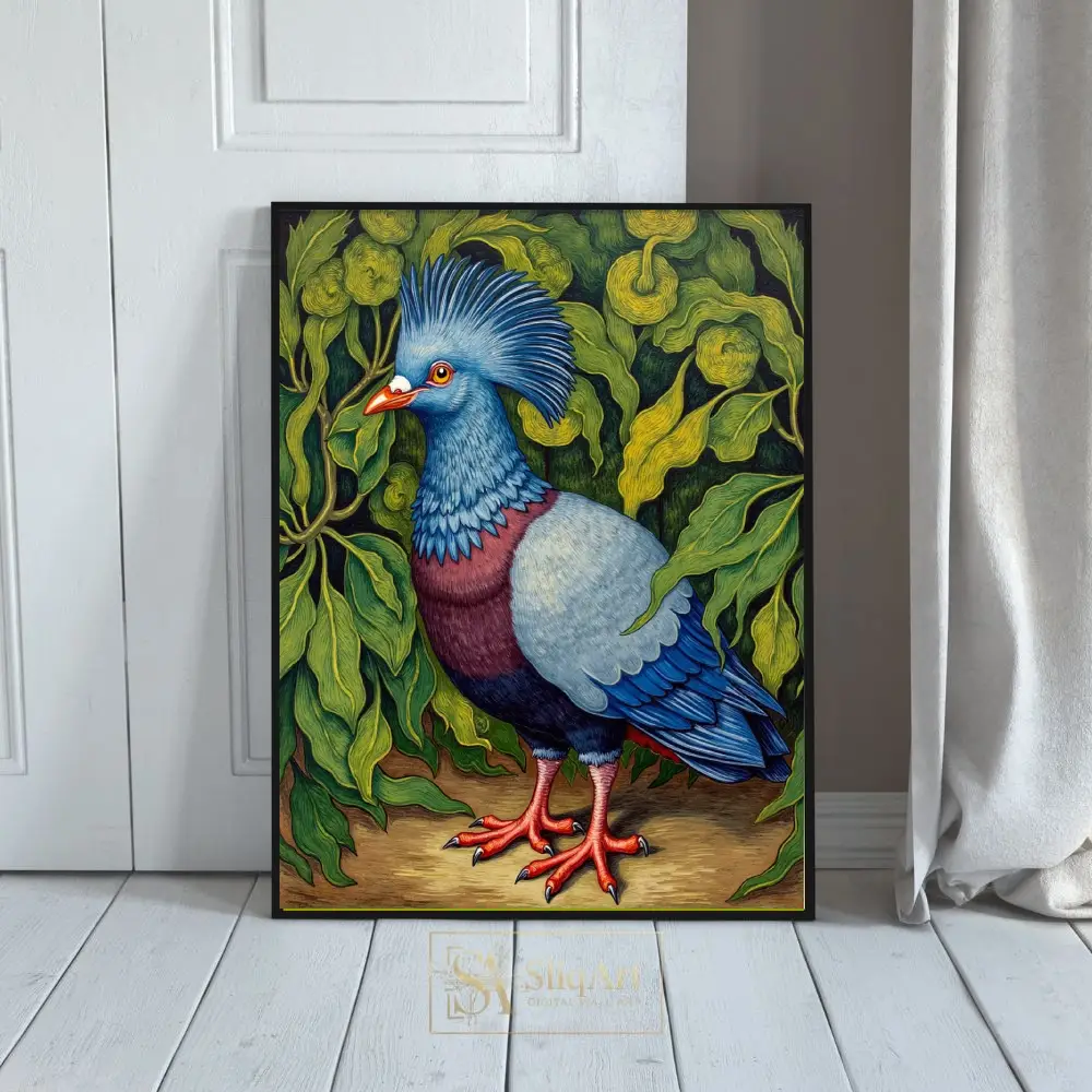 Victoria Crowned Pigeon Botanical Art Print