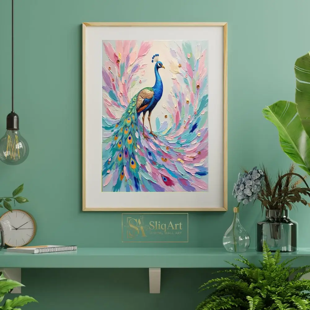 BRD-colorful-peacock-on-spiraling-branch-121-06 BRD colorful peacock on spiraling branch 121