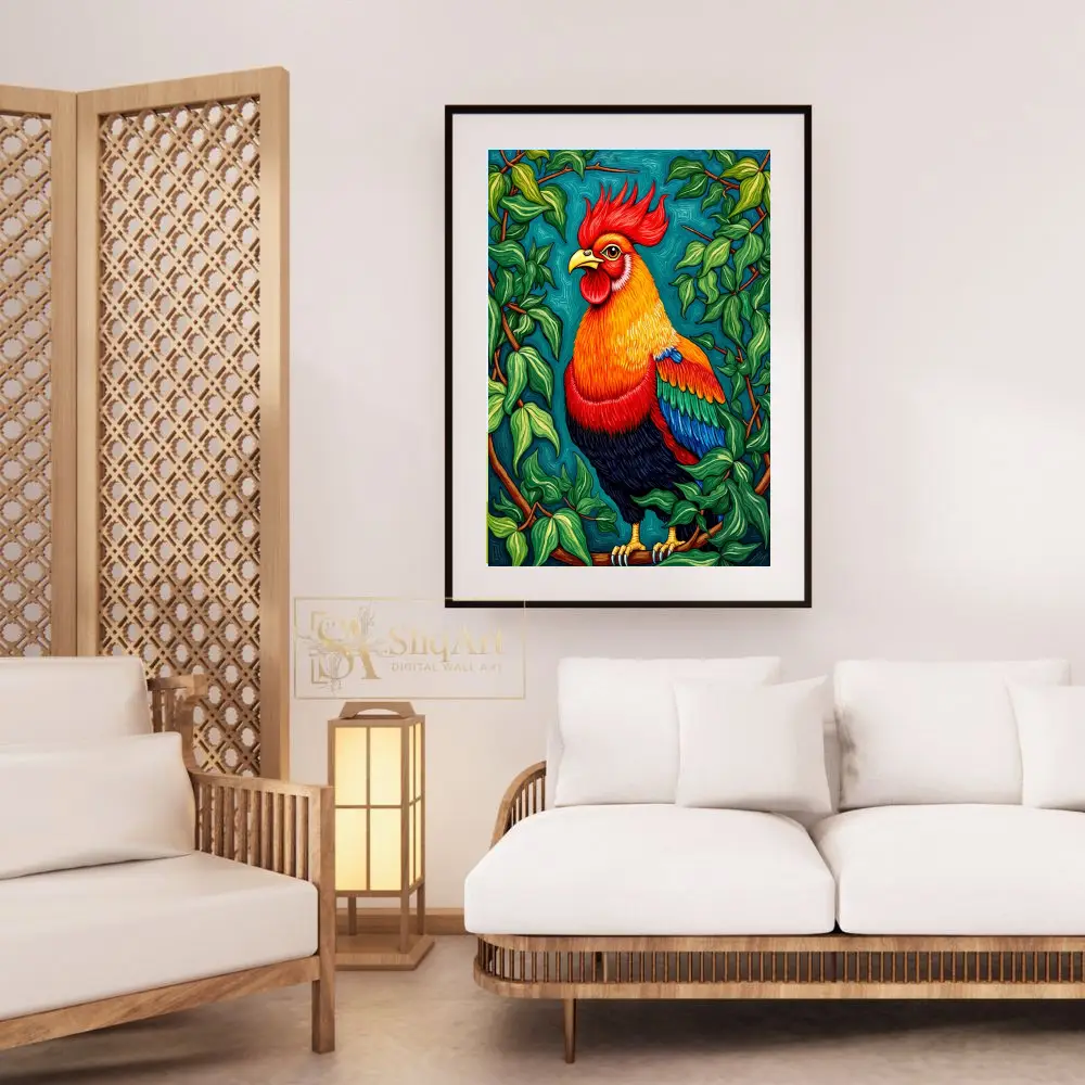 BRD-colorful-rooster-on-tree-branch-122-03 BRD colorful rooster on tree branch 122