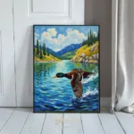 BRD duck in flight near water 142