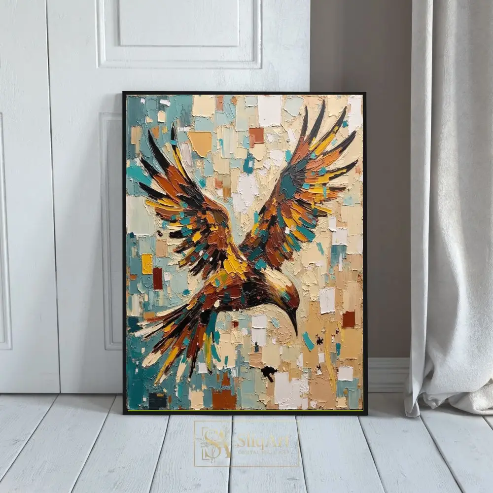 Abstract Bird in Flight - Textured Impasto Palette Knife Wall Art