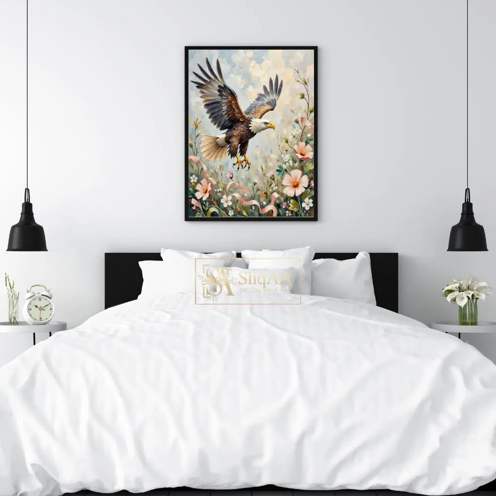 BRD-eagle-in-flight-above-flowers-161-02 BRD eagle in flight above flowers 161