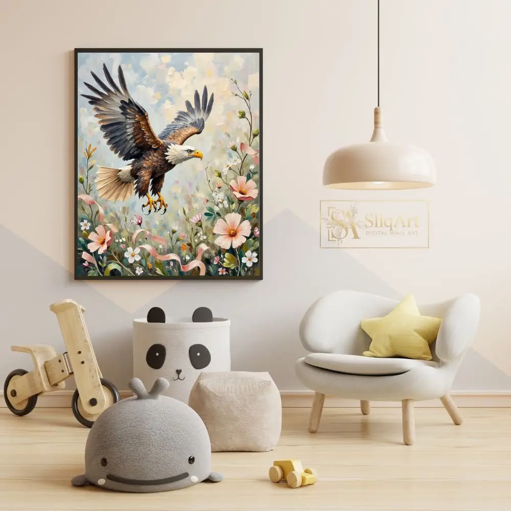 BRD-eagle-in-flight-above-flowers-161-05 BRD eagle in flight above flowers 161