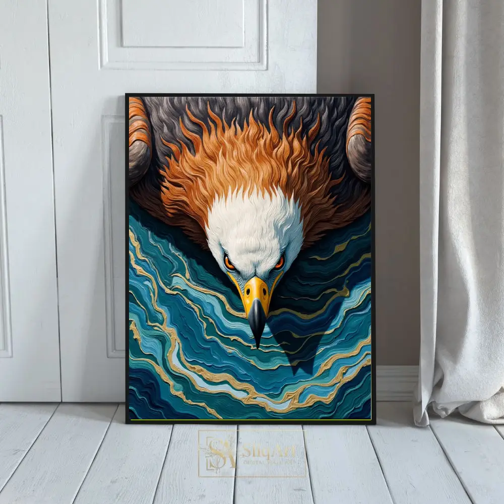 Majestic Eagle Impasto Canvas Art - Fierce Wildlife Wall Decor