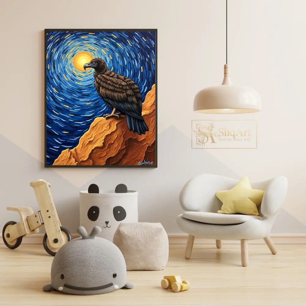 BRD-eagle-on-cliff-with-swirling-sky-165-05 BRD eagle on cliff with swirling sky 165