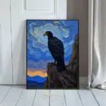 BRD eagle perched on rock at sunset 168