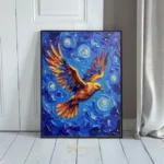 BRD eagle soaring through blue starry night sky 173