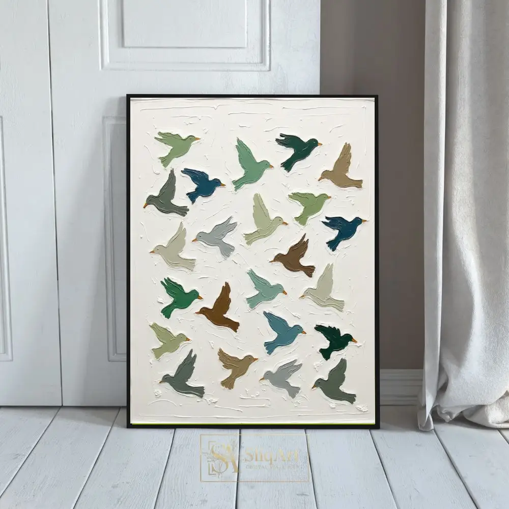 Minimalist Textured Bird Flock Wall Art - Earth Tone Canvas Print