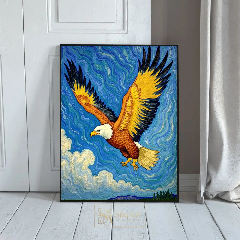 Majestic Bald Eagle Impasto Style Wall Art - Expressionist Wildlife Decor