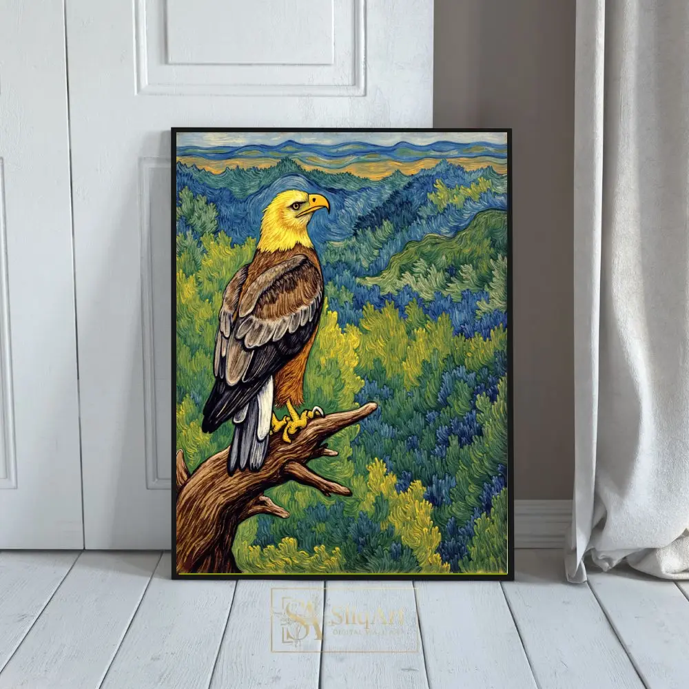 Majestic Eagle Post-Impressionist Wall Art - Nature Landscape Canvas Print
