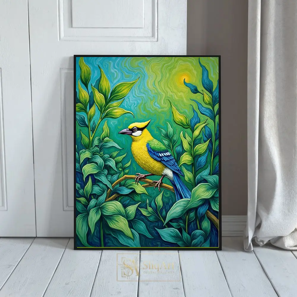 Vibrant Tropical Bird Psychedelic Canvas Art Print