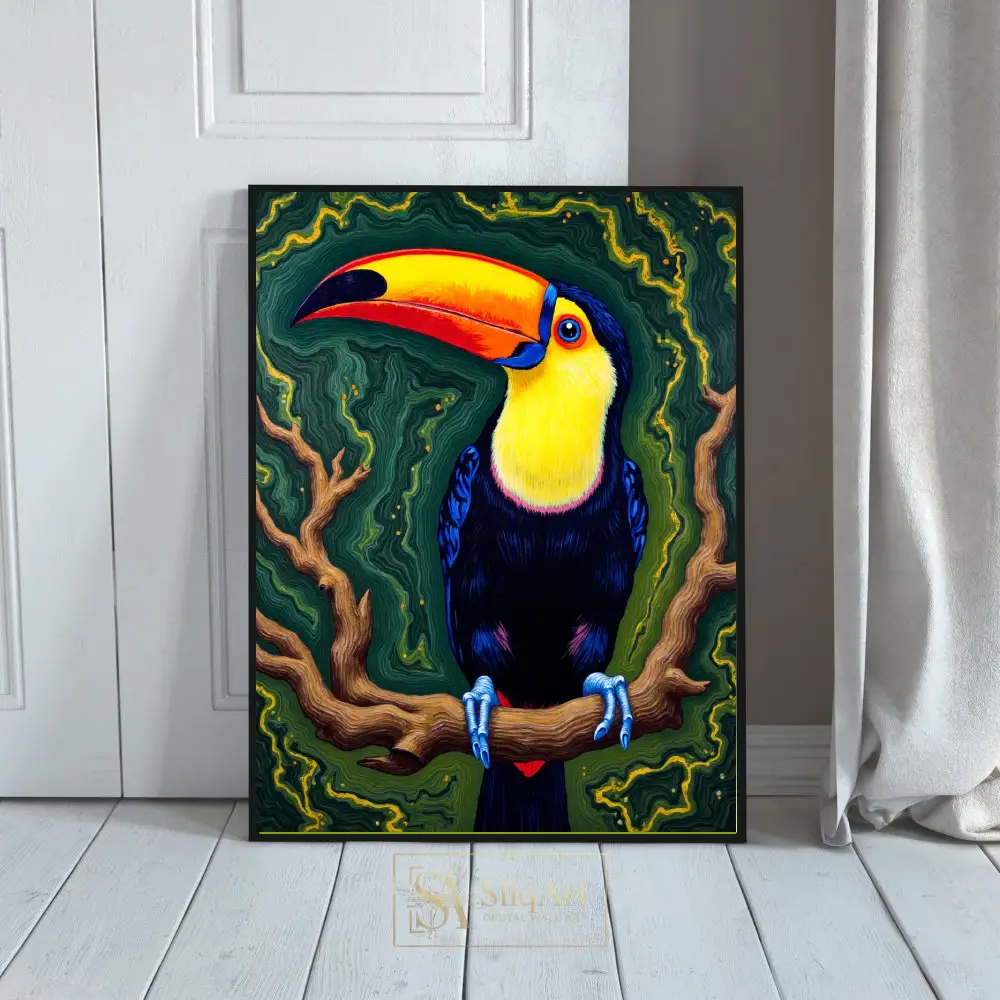 Vibrant Toco Toucan Tropical Wall Art - Exotic Jungle Bird Canvas