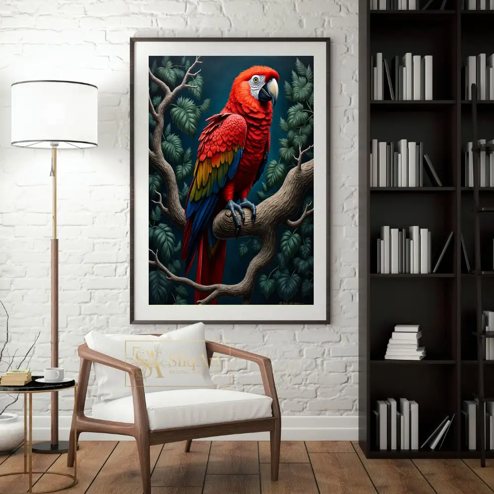 BRD-macaw-parrot-sitting-on-a-branch-221-04 BRD macaw parrot sitting on a branch 221