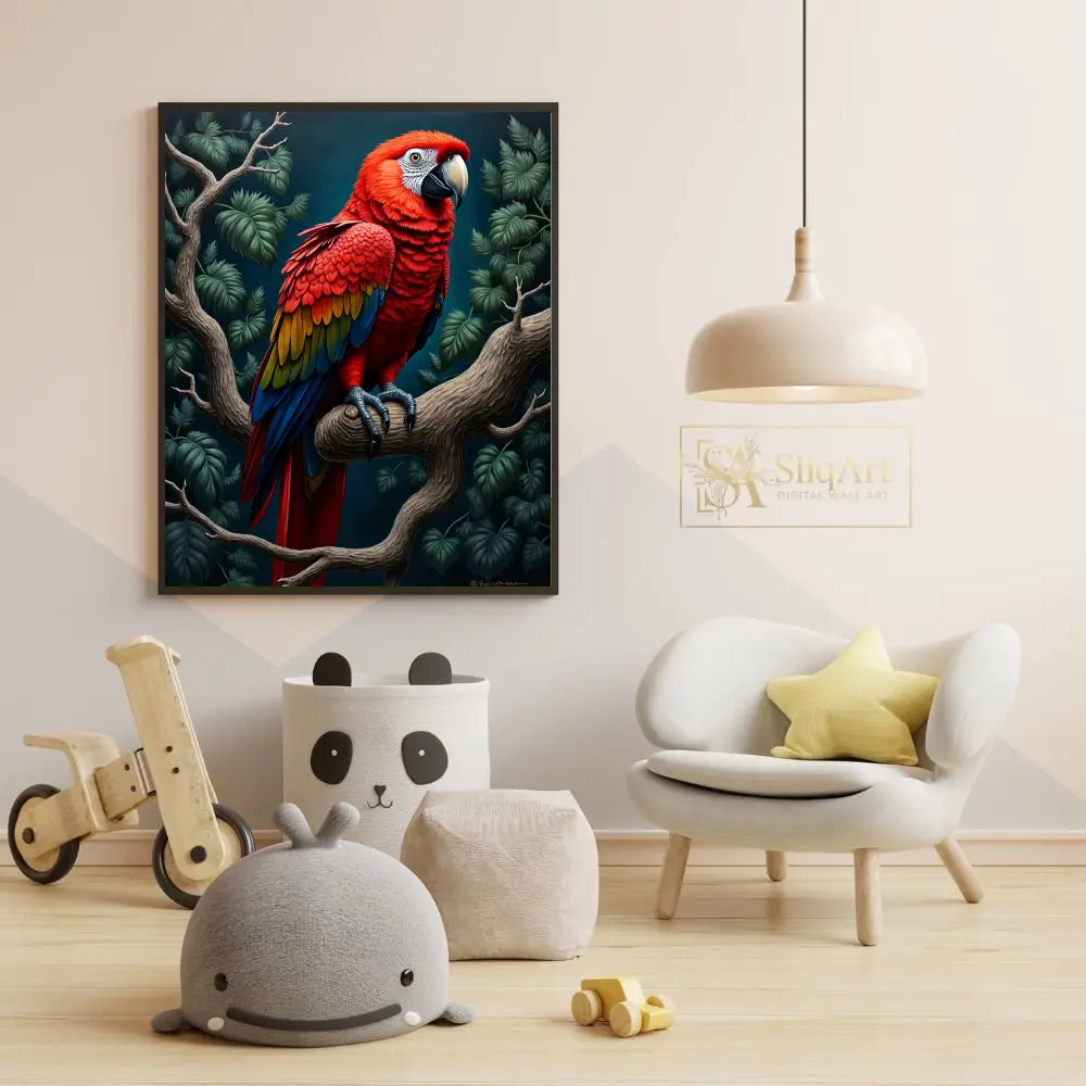 BRD-macaw-parrot-sitting-on-a-branch-221-05 BRD macaw parrot sitting on a branch 221