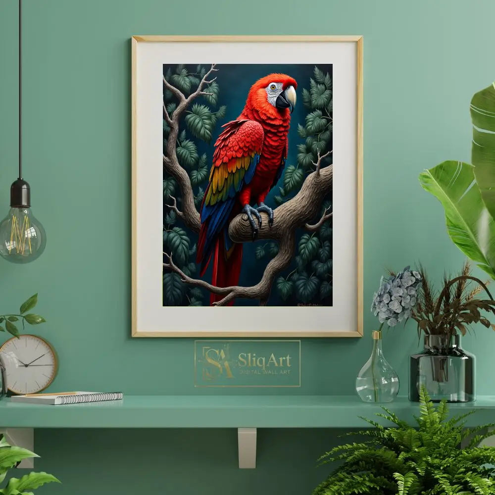 BRD-macaw-parrot-sitting-on-a-branch-221-06 BRD macaw parrot sitting on a branch 221