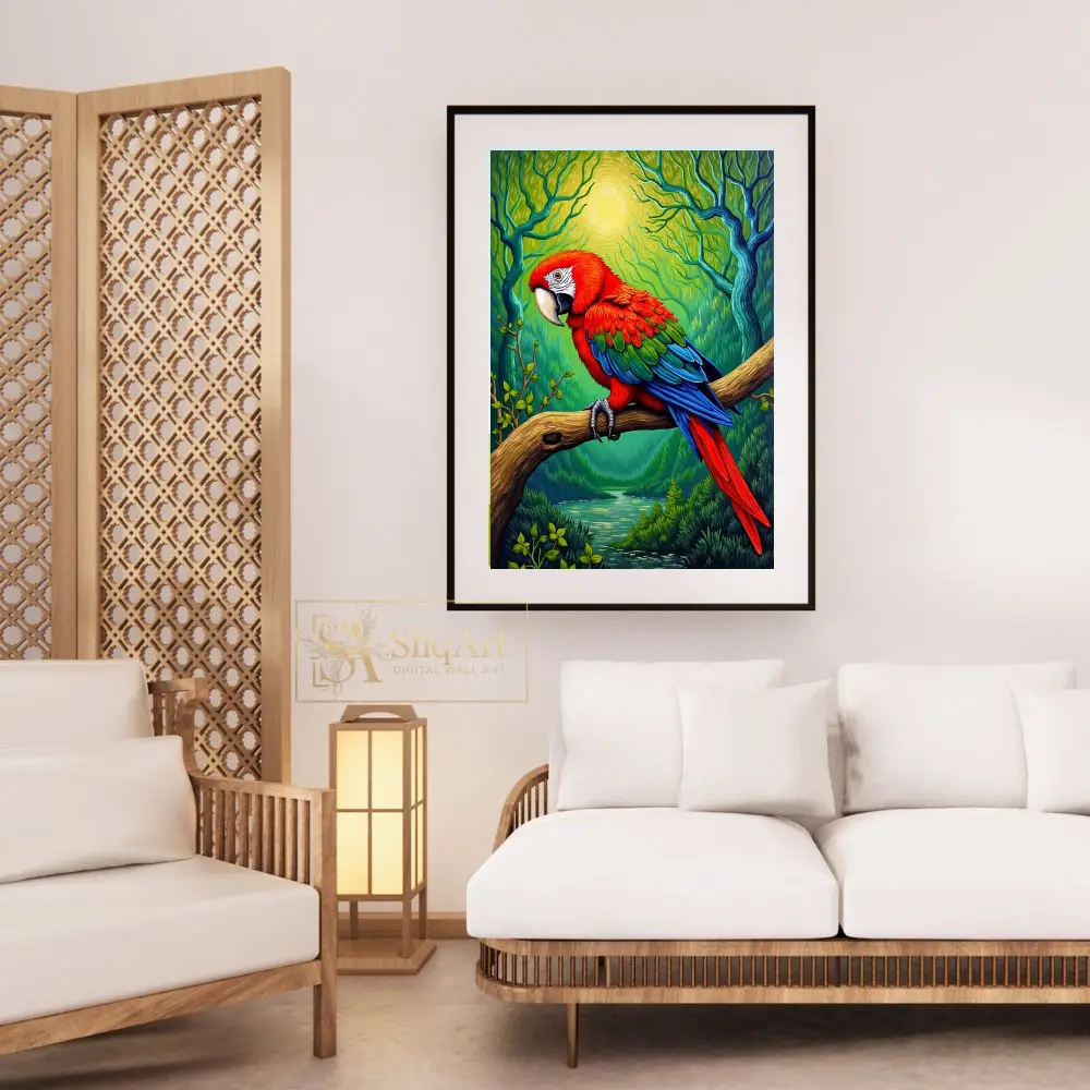 BRD-macaw-perched-on-branch-1-224-03 BRD macaw perched on branch 1 224