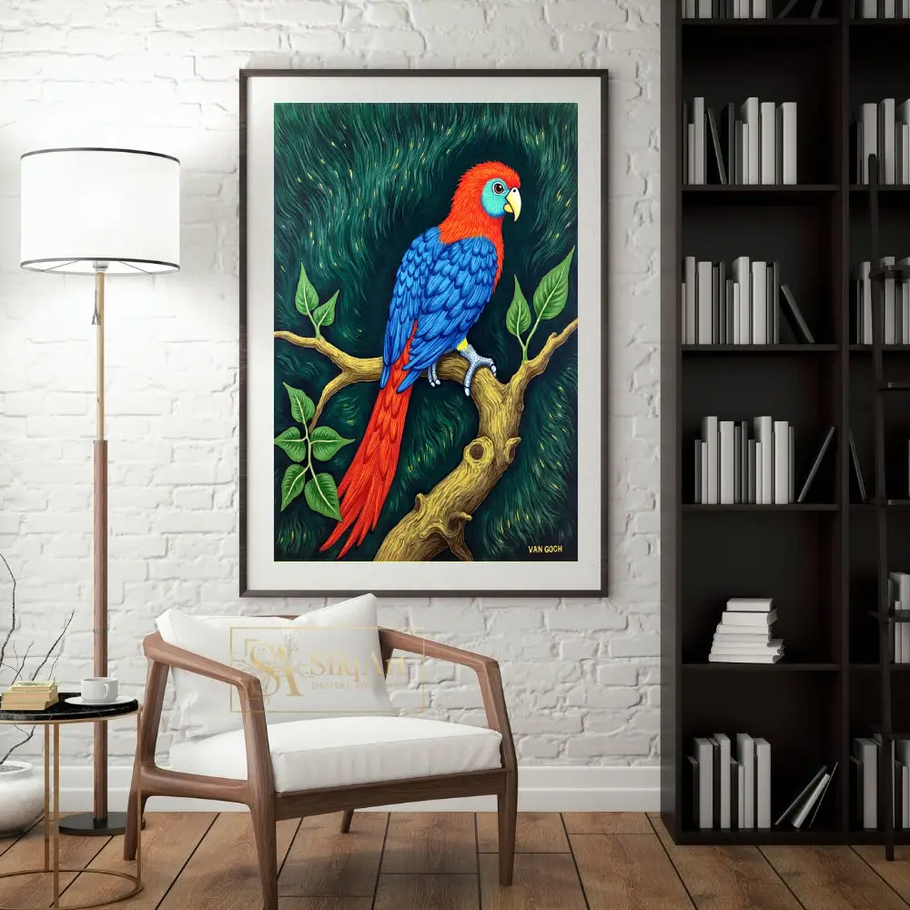 BRD-macaw-perched-on-branch-223-04 BRD macaw perched on branch 223