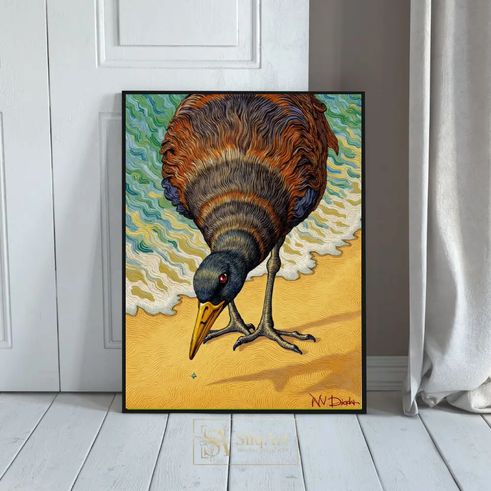 Coastal Forager Textured Bird Art - Shorebird Illustration Canvas