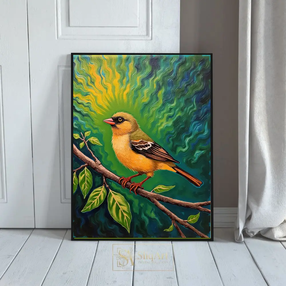 Vibrant Yellow Bird Art - Psychedelic Nature Canvas Print