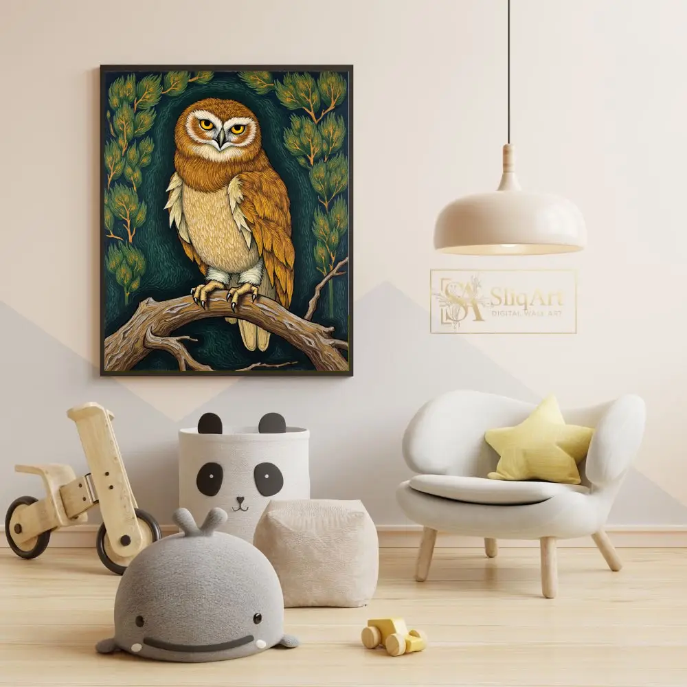 BRD-owl-perched-on-branch-3-237-05 BRD owl perched on branch 3 237