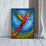 BRD parrot in flight with vibrant colors 250
