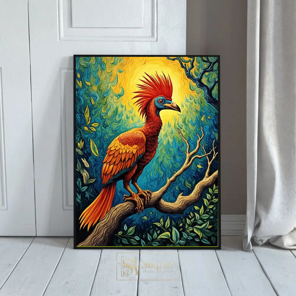 Vibrant Tropical Bird Wall Art - Post-Impressionist Nature Canvas