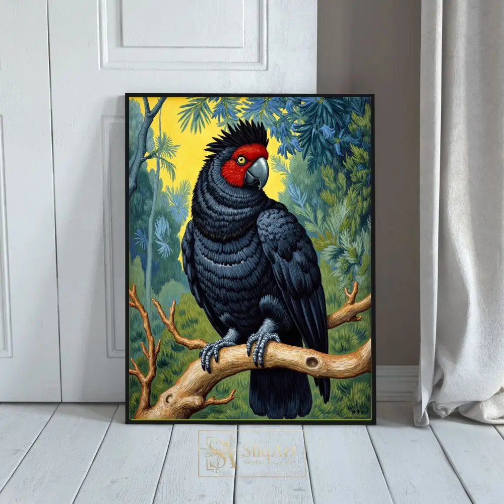 Majestic Black Palm Cockatoo Wall Art - Exotic Tropical Bird Canvas