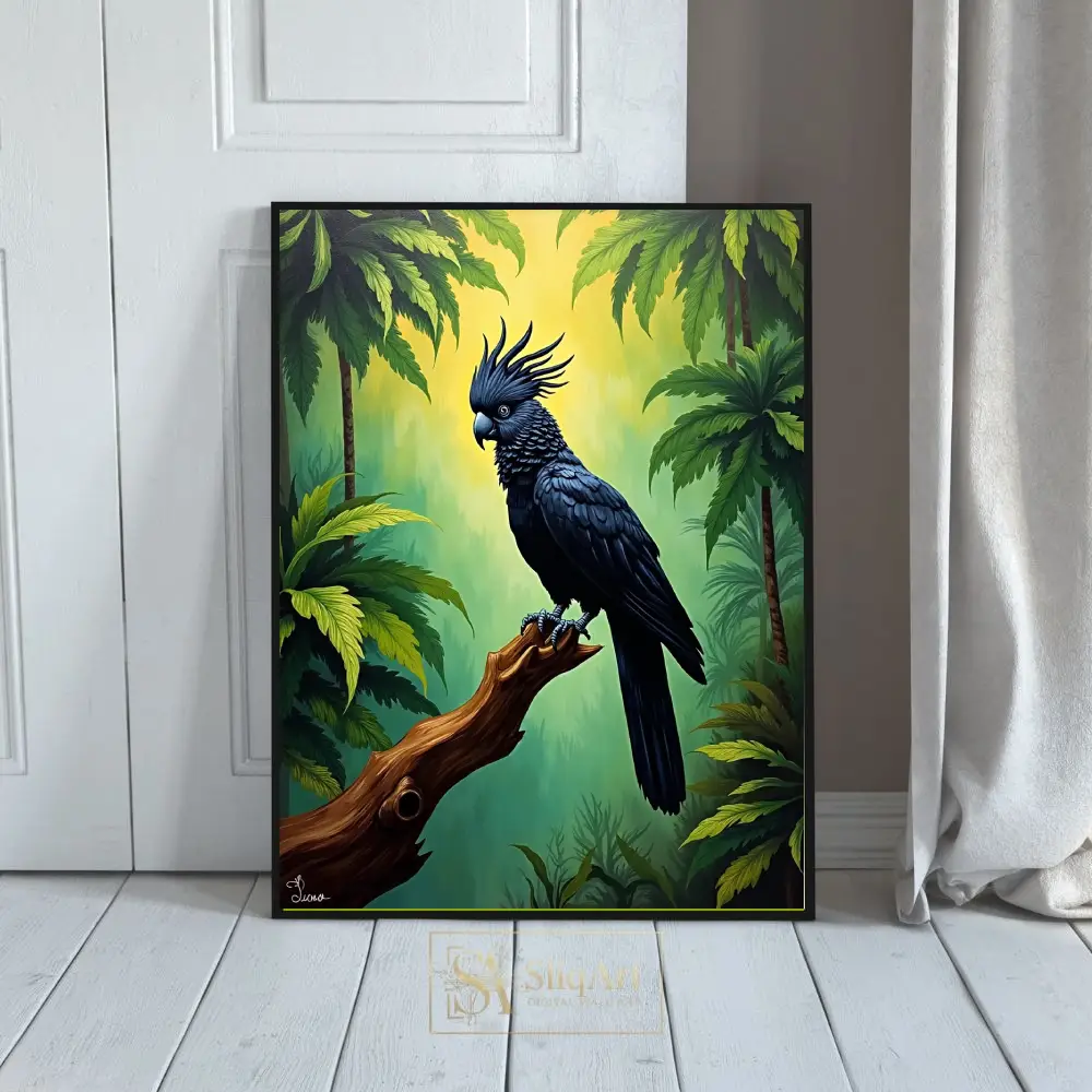 Majestic Black Cockatoo Tropical Jungle Canvas Print