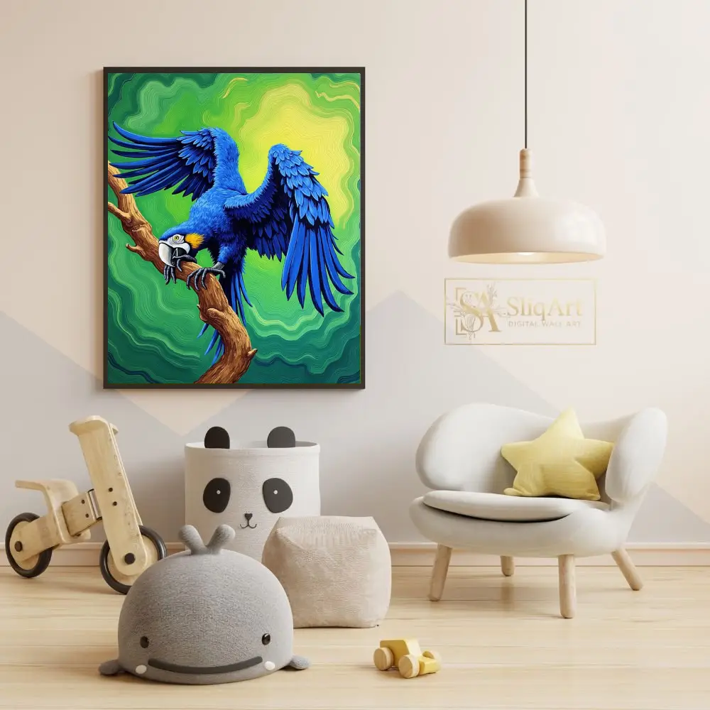 BRD-parrot-perched-on-tree-branch-1-288-05 BRD parrot perched on tree branch 1 288