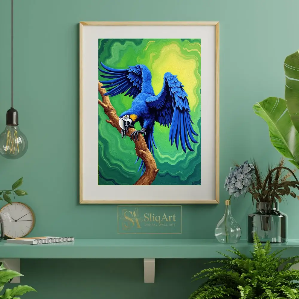 BRD-parrot-perched-on-tree-branch-1-288-06 BRD parrot perched on tree branch 1 288