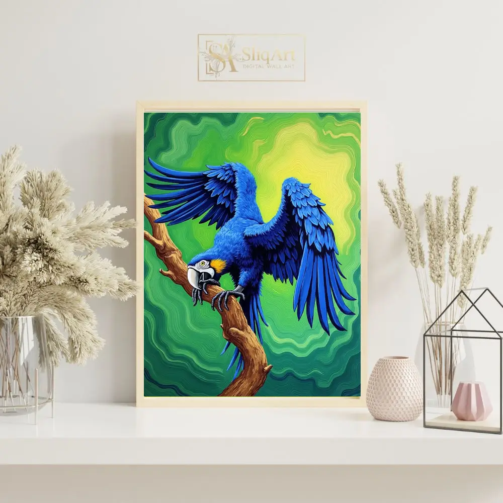 BRD-parrot-perched-on-tree-branch-1-288-07 BRD parrot perched on tree branch 1 288