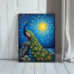 BRD peacock on rock at dusk 318