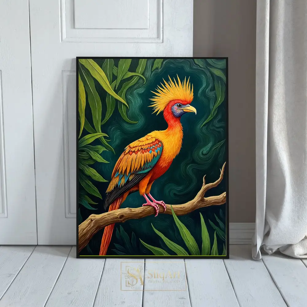 Vibrant Exotic Bird Wall Art - Mystical Jungle Guardian Print