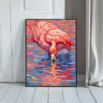 BRD pink flamingo drinking water 332
