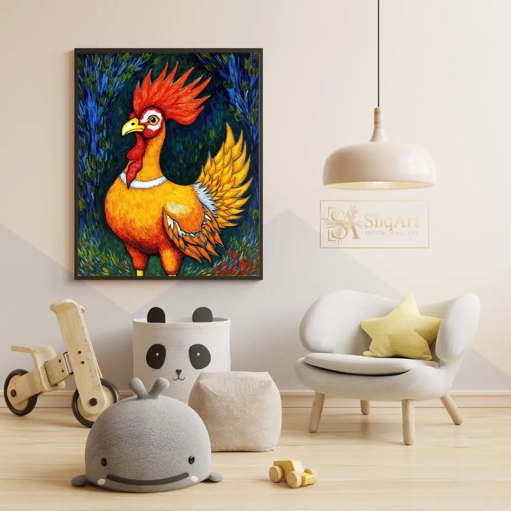 BRD-rooster-artwork-vivid-yellow-orange-346-05 BRD rooster artwork vivid yellow orange 346