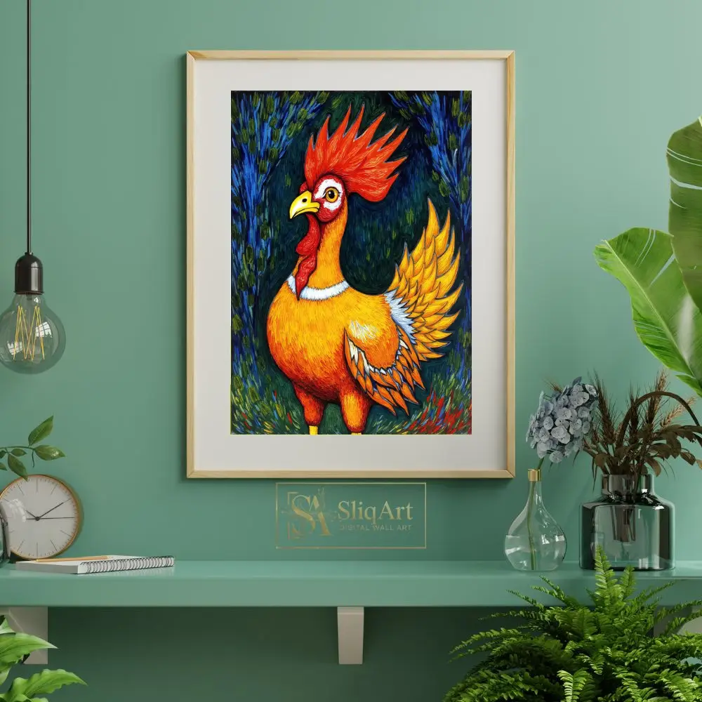 BRD-rooster-artwork-vivid-yellow-orange-346-06 BRD rooster artwork vivid yellow orange 346