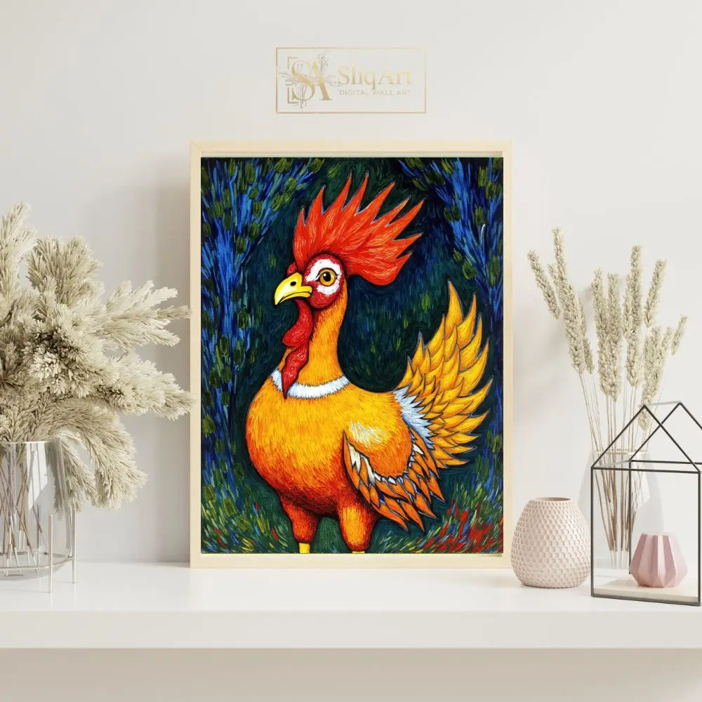 BRD-rooster-artwork-vivid-yellow-orange-346-07 BRD rooster artwork vivid yellow orange 346