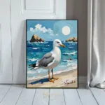 BRD seagull beach sunset painting 353