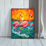 BRD sunset flamingos painting 371