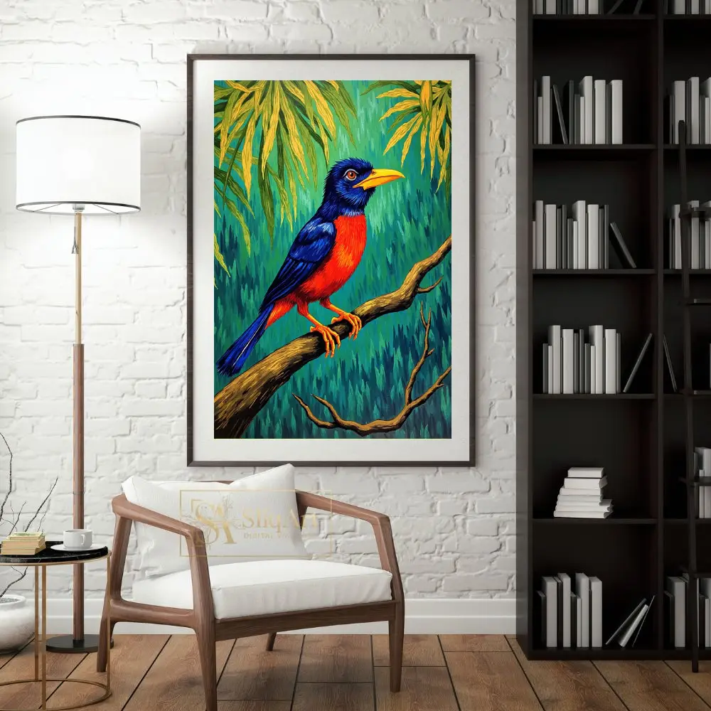 BRD-tropical-parrot-perched-on-branch-379-04 BRD tropical parrot perched on branch 379