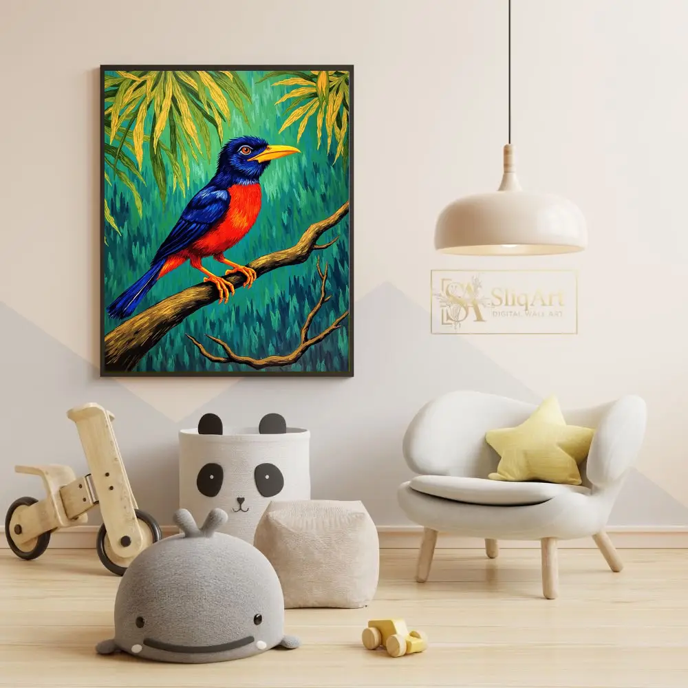 BRD-tropical-parrot-perched-on-branch-379-05 BRD tropical parrot perched on branch 379