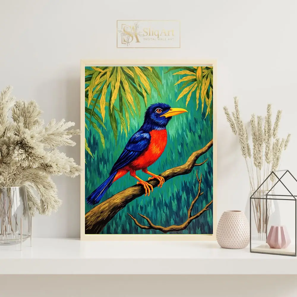 BRD-tropical-parrot-perched-on-branch-379-07 BRD tropical parrot perched on branch 379