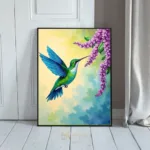 BRD vivid parrot amidst pink flowers 393