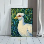 BRD white and grey sitting in a field 396