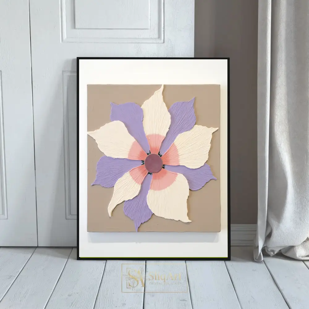 Textured Lavender and Cream Floral Canvas Wall Art