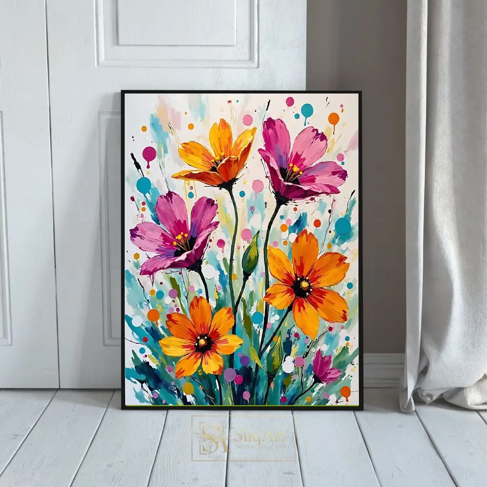 Whimsical Bunny in Blue Flowers Art Print - Nature & Wildlife Wall Decor