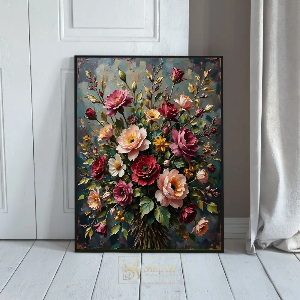 Vibrant Impasto Floral Bouquet Canvas Art